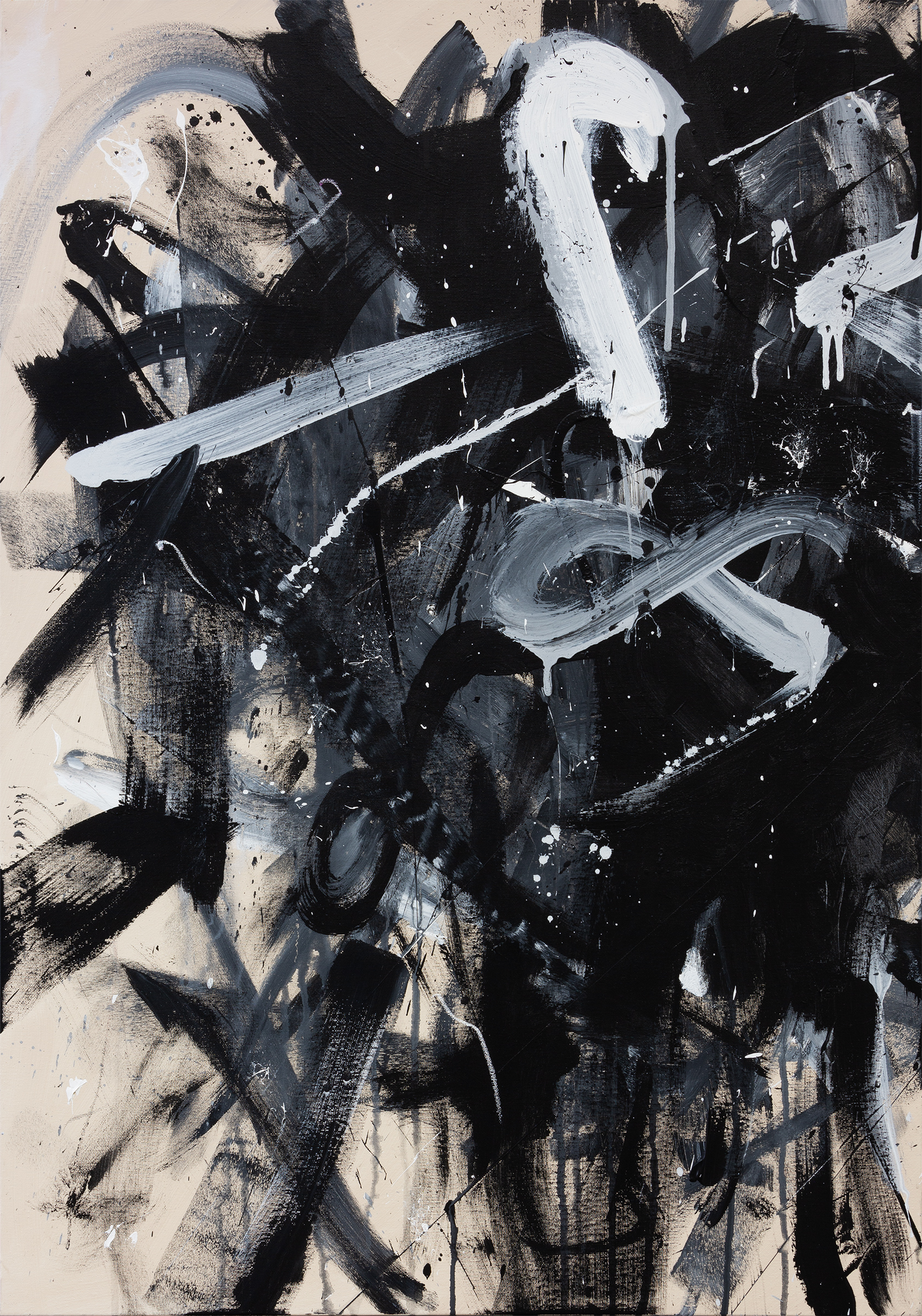 Black and white n. 3, 2023 | Acrylic on canvas, triptych 1/3, 100 x 70 cm