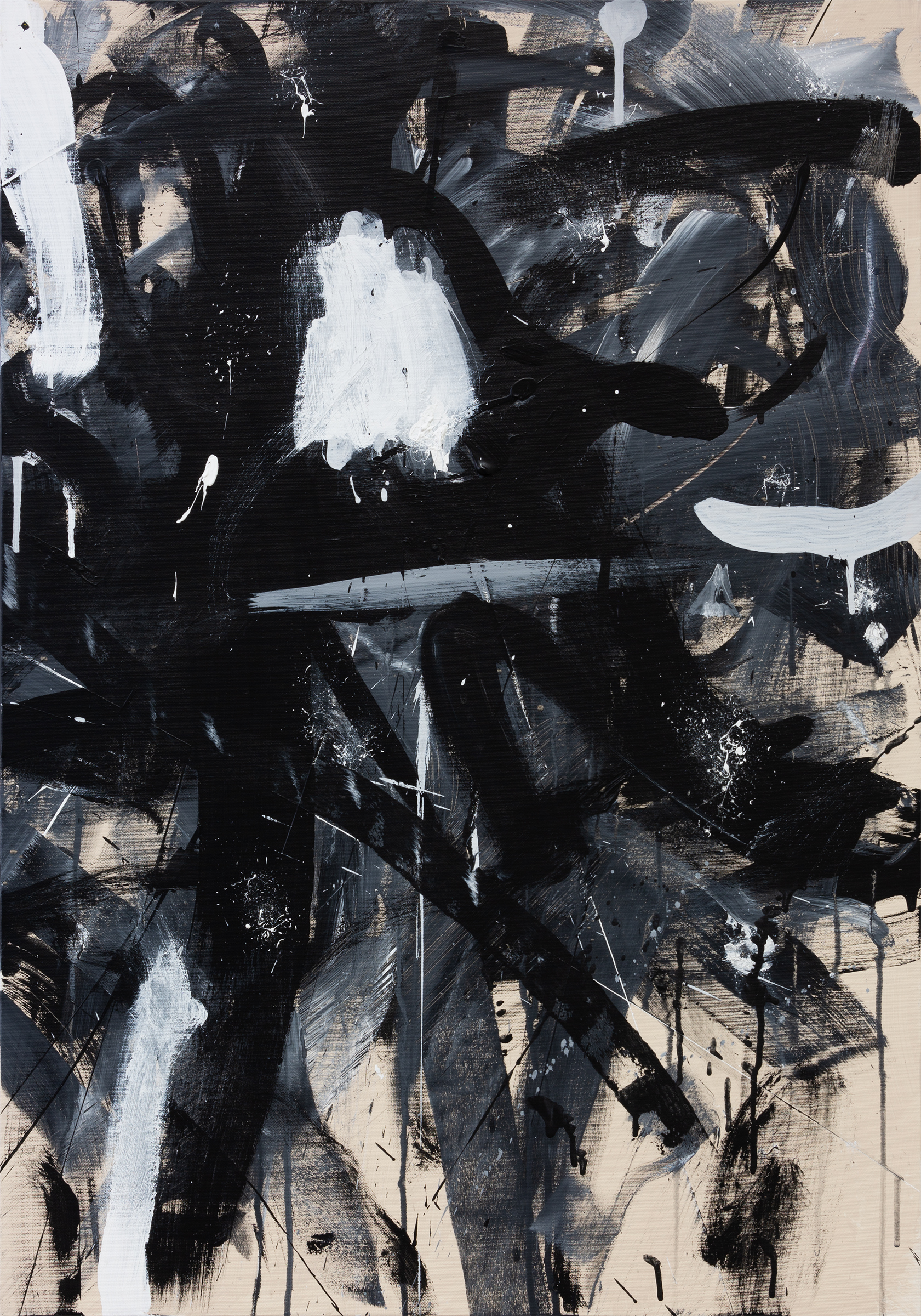 Black and white 4, 2023 | Acrylic on canvas, triptych 2/3, 100 x 70 cm