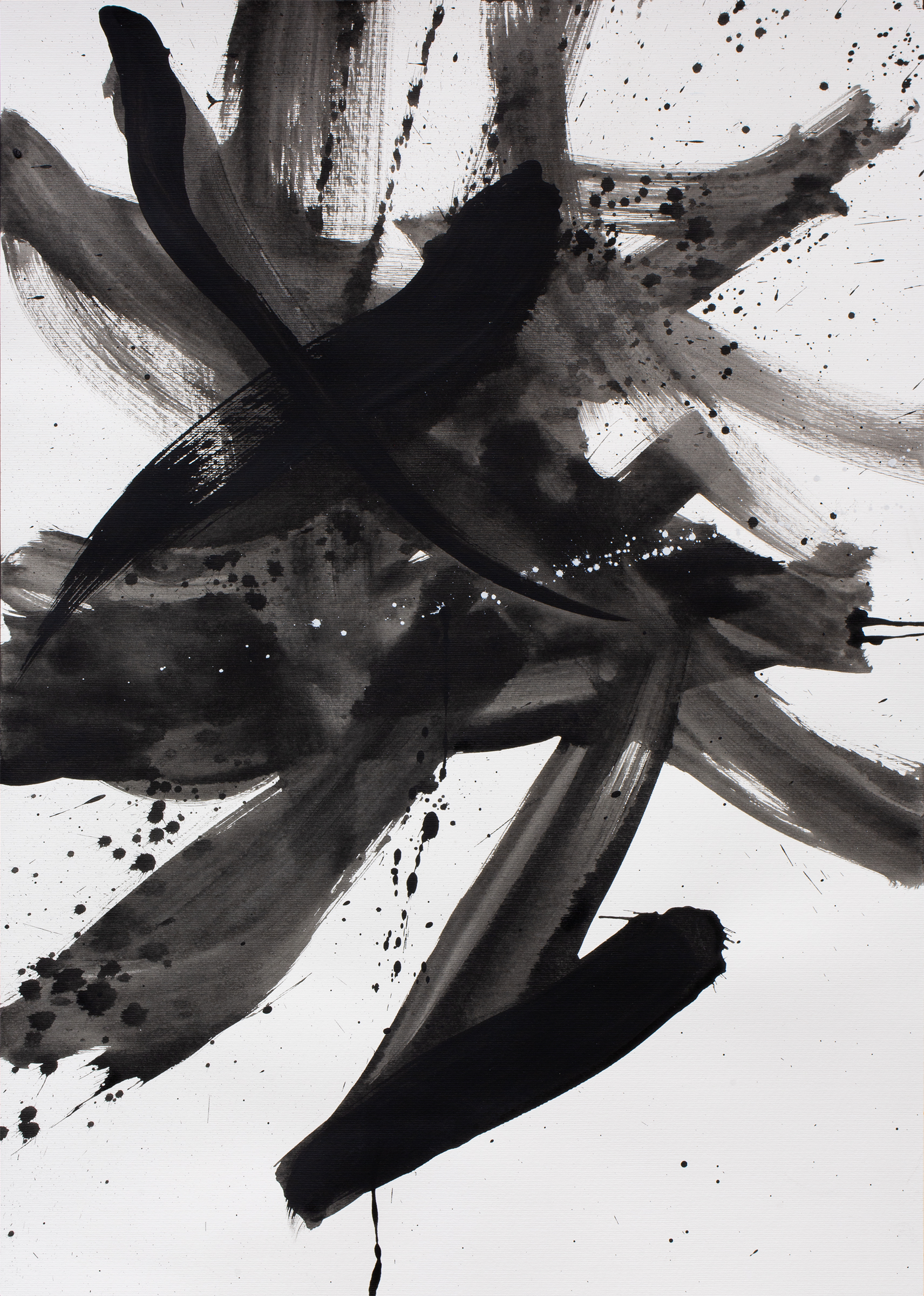 Black and white n. 1, 2023 | Acrylic on paper, 70 x 50 cm